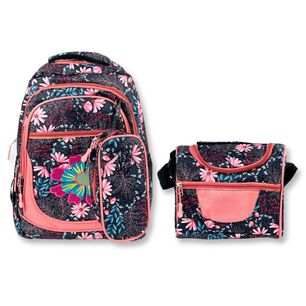 Pack Mochila Lonchera Estuche 45cm Juvenil Escolar Print Flowers