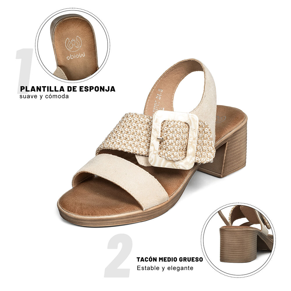 Sandalia Fiesta Tacon Vintage Mujer Weide Jn705 image number 5.0