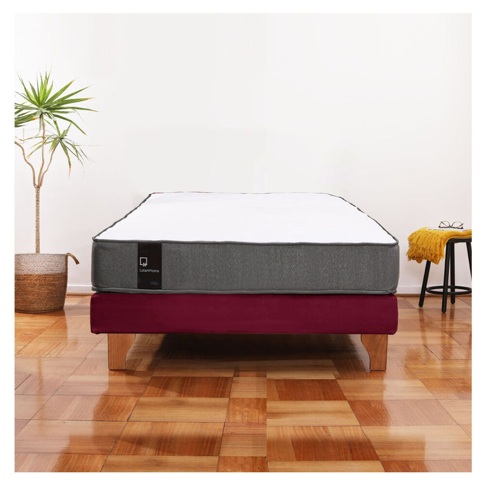 Cama Europea Zen Best 1.5 Plaza Tela Velvet Burdeo image number 0.0