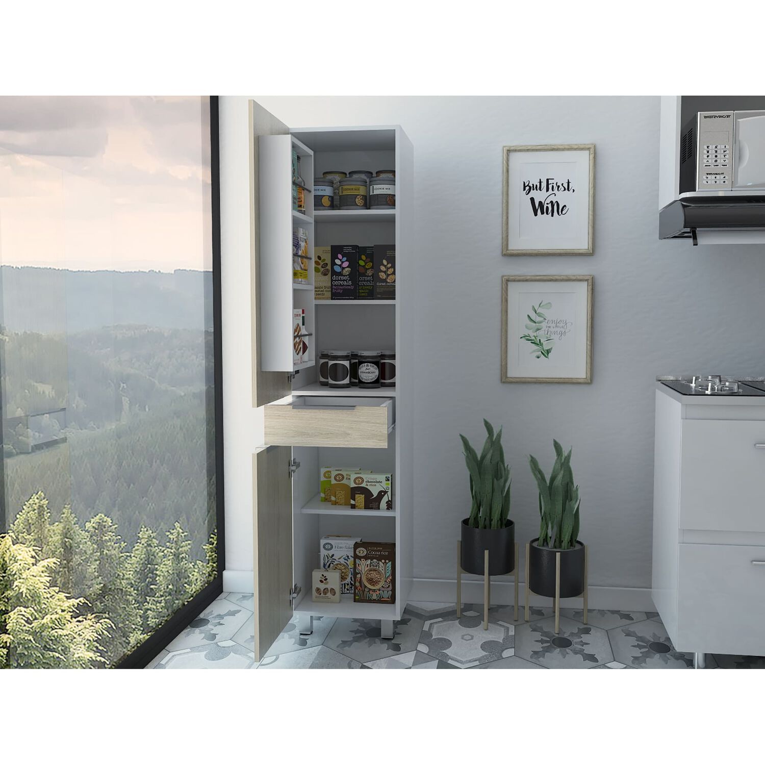 Mueble Alacena 2 Puertas 1 Cajon Fm-011c- Caf&eacute; Claro image number 8.0