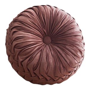 Cojin Redondo De Terciopelo Decorativo Elegante 37cm Palo Rosa Crt-2
