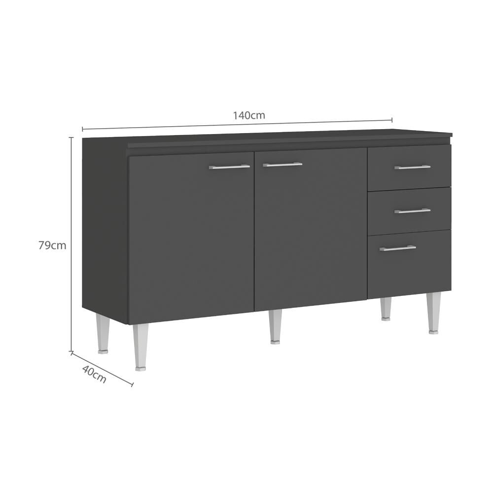 Mueble De Cocina Base Vekkahome Opie Grafito 140 Cm image number 1.0