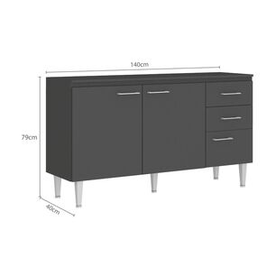 Mueble De Cocina Base Vekkahome Opie Grafito 140 Cm