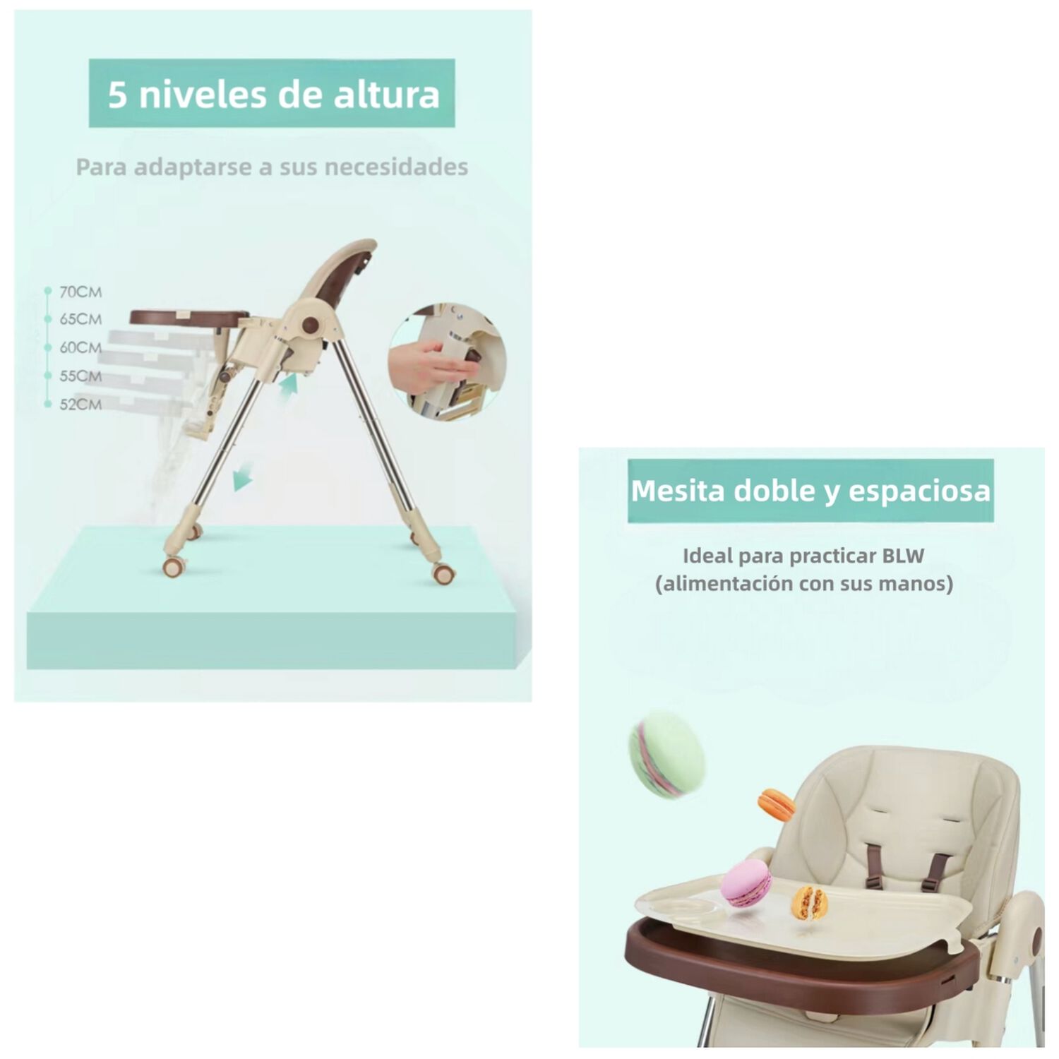 Silla De Comer Multiposiciones Plegable Verde Lubabycas image number 6.0