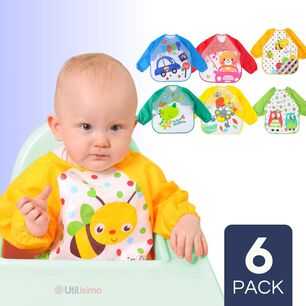Pack 6 Baberos Pl&aacute;sticos Con Mangas Para Beb&eacute;s Jump Kids Ni&ntilde;o