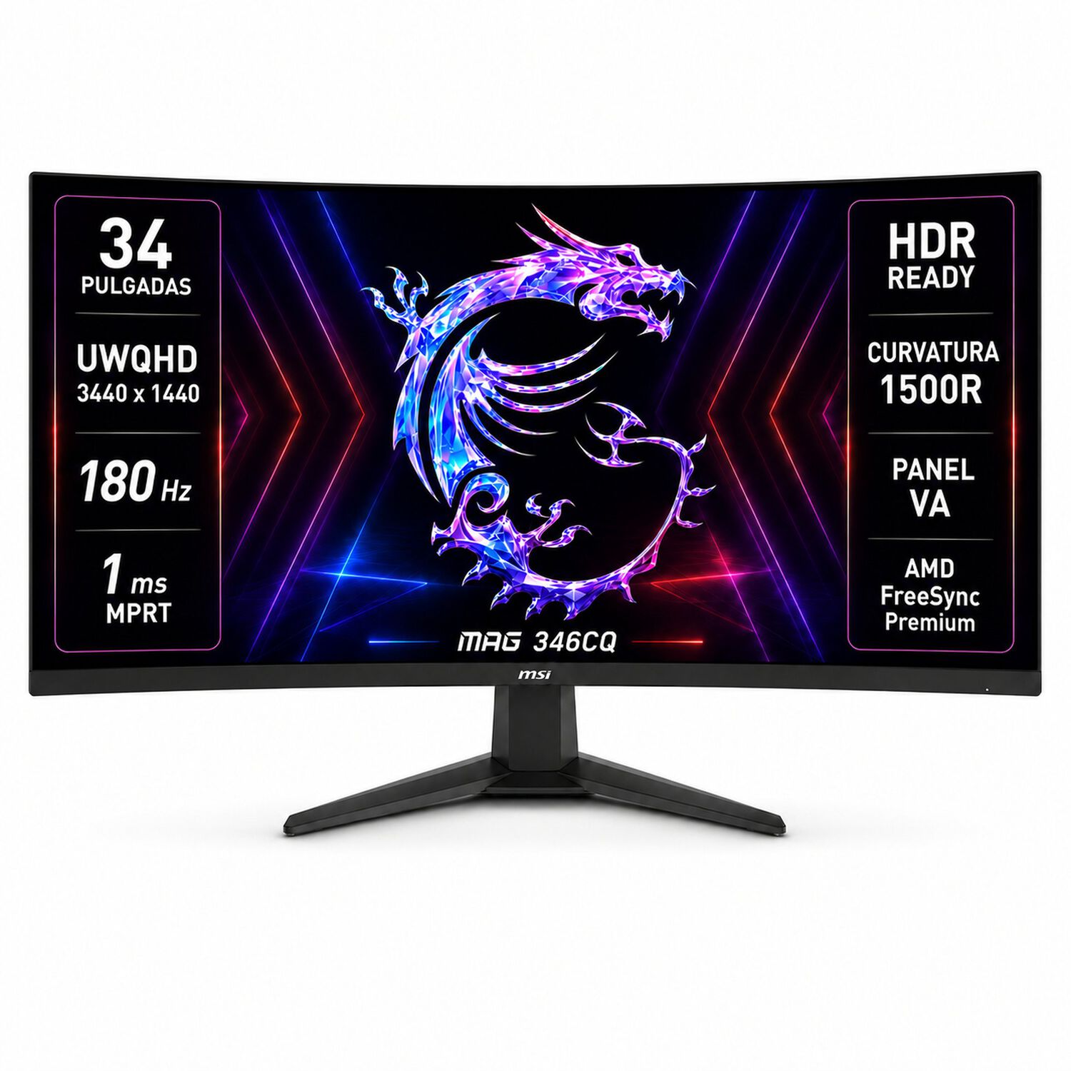 Monitor Gamer Msi 34" Curvo 180hz Ultra Flat 1ms 3440x1440px image number 0.0