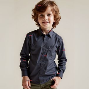Camisa Casual De Vestir Manga Larga Cuello Americano Algodón Negro
