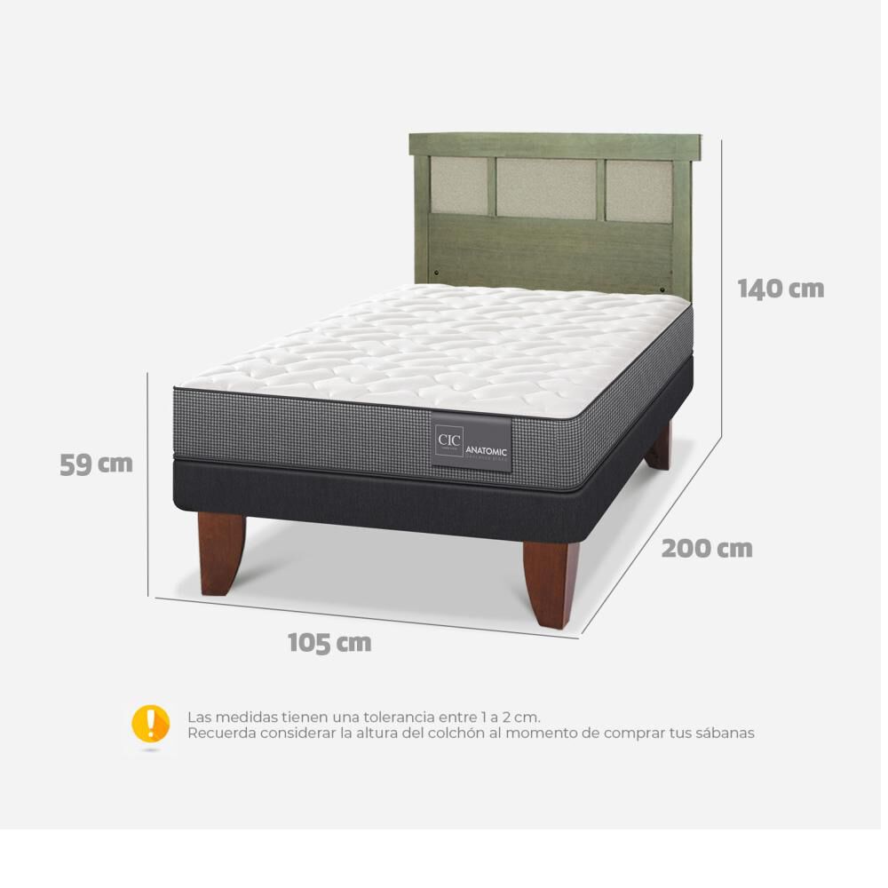 Cama Europea Cic Anatomic / 1.5 Plazas / Base Normal + Respaldo image number 4.0