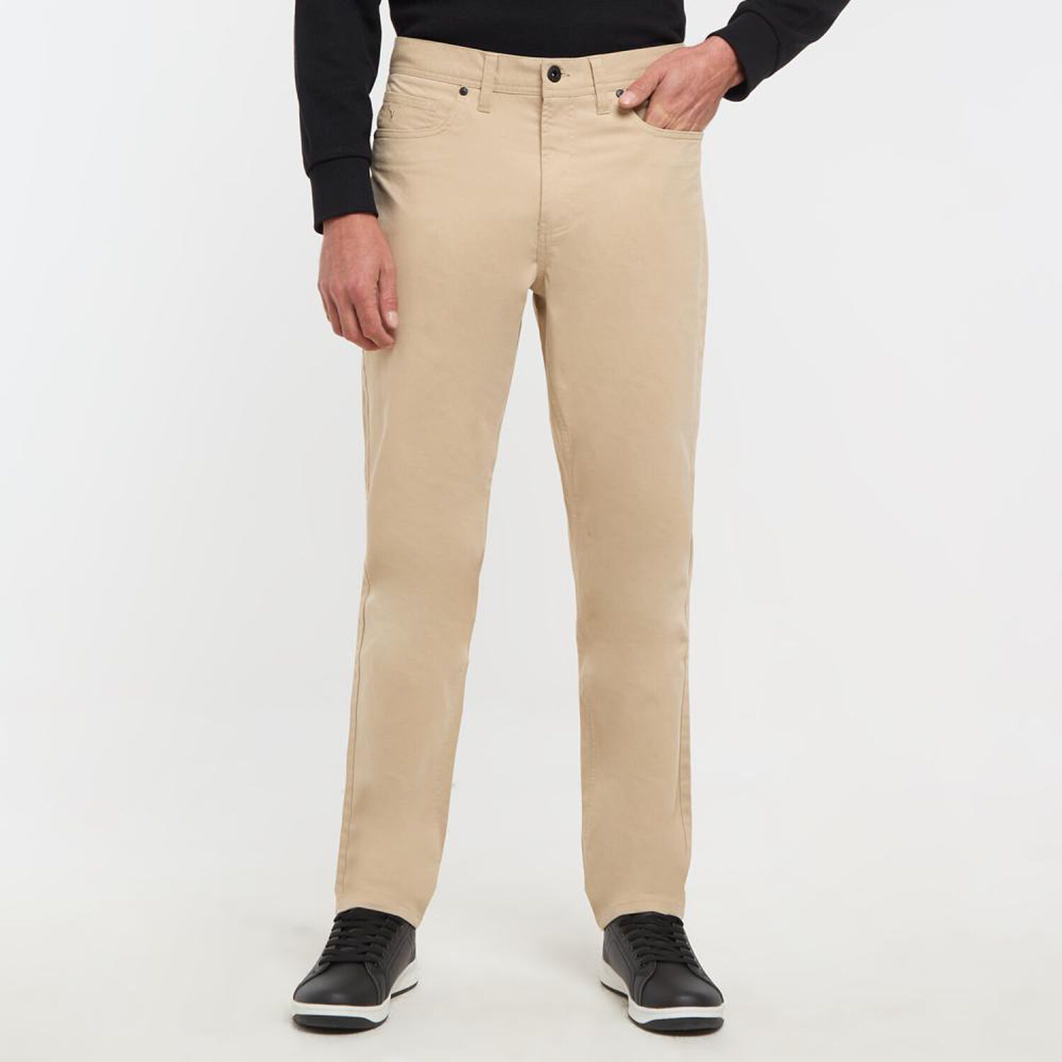 Pantal&oacute;n Liso Tiro Medio Slim Hombre Az Black image number 0.0