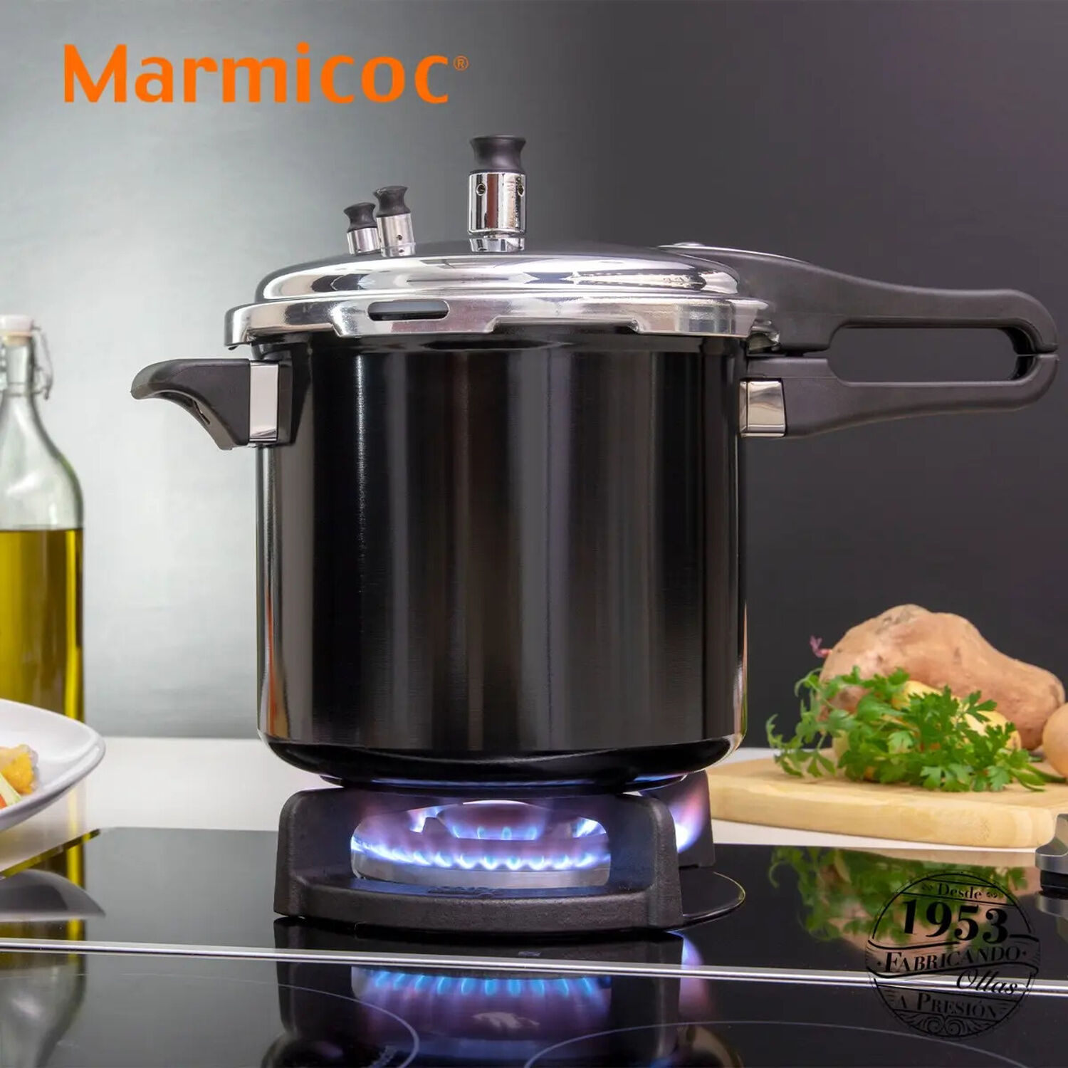 Olla A Presion 6 Litros Modelo Fast Marca Marmicoc Color Negro image number 0.0