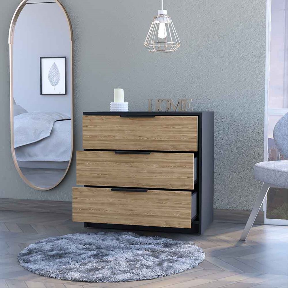 Comoda 3 Cajones Fm-001n - Negro / Cafe Claro image number 5.0