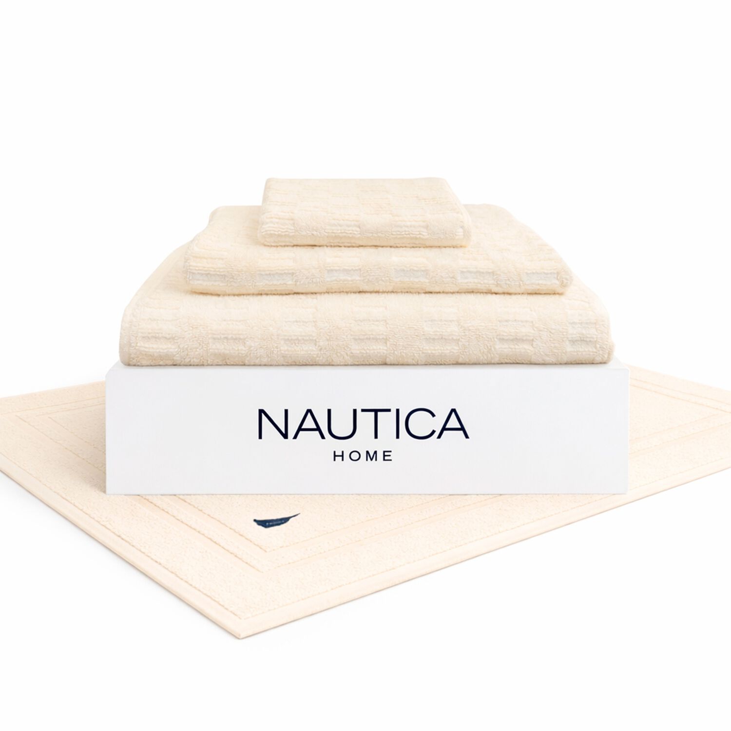 Set 4 Toallas Nautica Savoy Cara+mano+cuerpo+piso 100% Algod&oacute;n Alta Calidad Crema image number 0.0