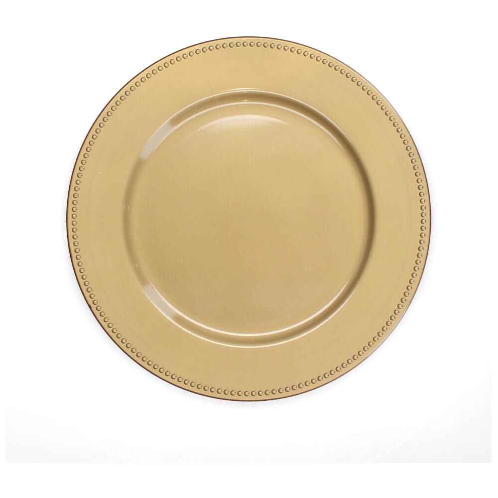 Plato Redondo Navidad Casaideal Dorado image number 1.0