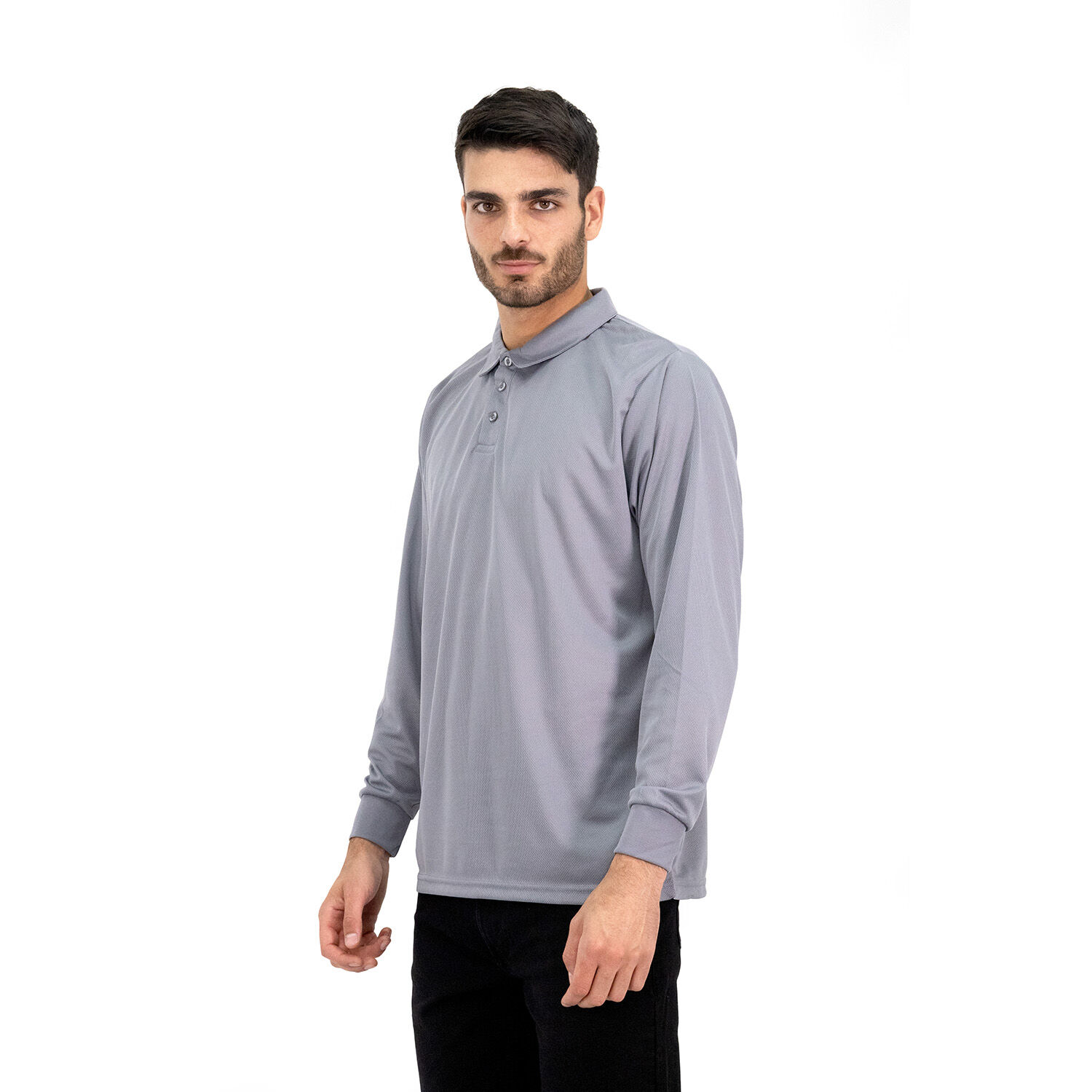 Polera Cooldry Quebec Manga Larga Gris image number 2.0