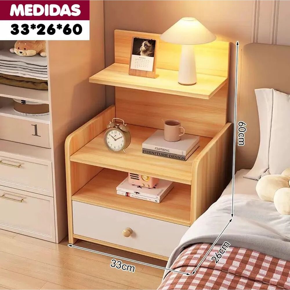 Velador Mesa Noche 3 Niveles Cajón Almacenamiento Estilo image number 7.0