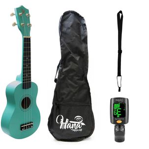 Pack Ukelele Soprano Hana Verde + Funda + Afinador Cromático + Correa Allegro