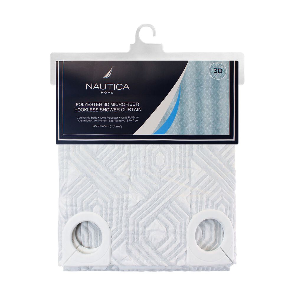 Cortina De Ba&ntilde;o Nautica Home 180x180cm Dise&ntilde;o 3d Hex&aacute;gonos image number 4.0