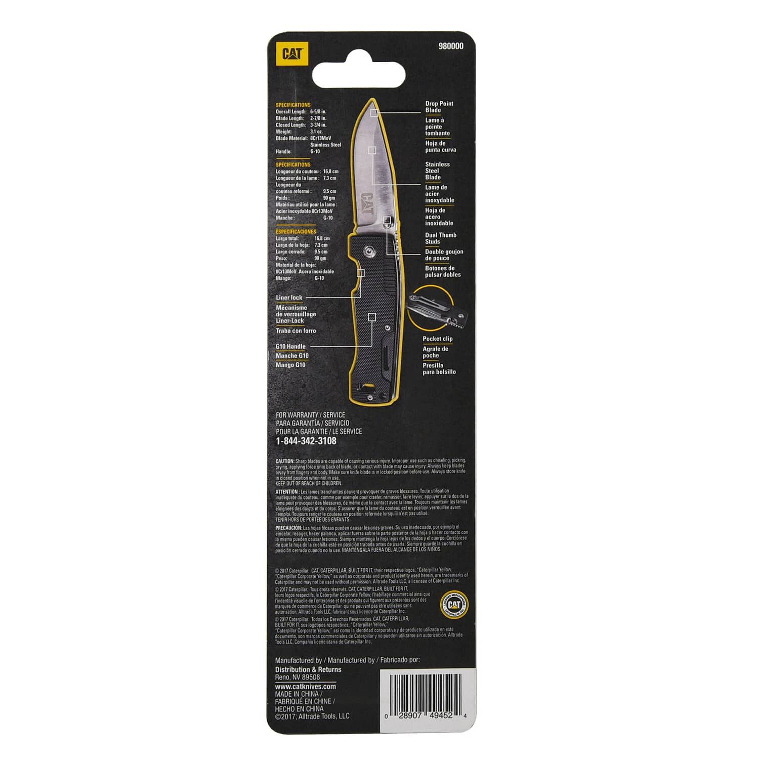 Cuchillo Navaja Plegable Cat 980000 Punta Curva image number 3.0