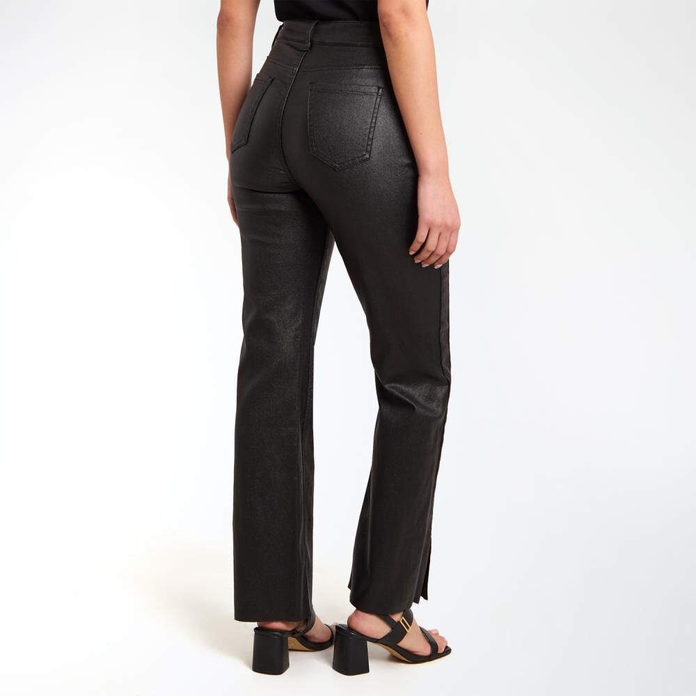 Pantalón Engomado Metalizado Recto Tiro Medio Straight Mujer Kimera image number 3.0
