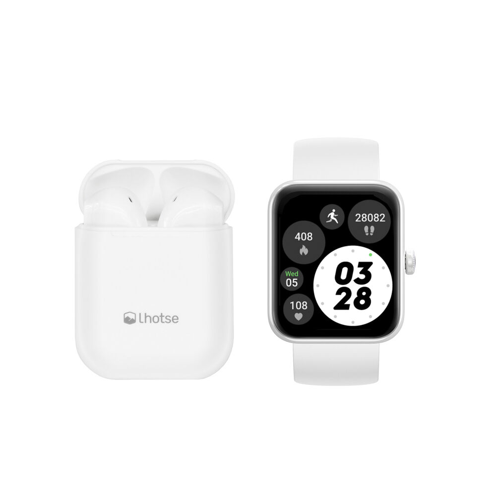 Pack Smartwatch Lhotse Live 206 42mm White + Audifono Rm12 image number 0.0