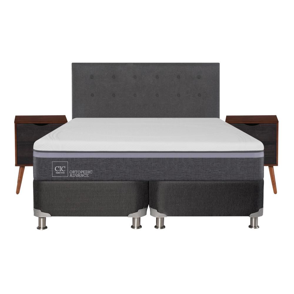 Box Spring Cic Ortopedic / 2 Plazas / Base Dividida  + Set De Maderas image number 0.0