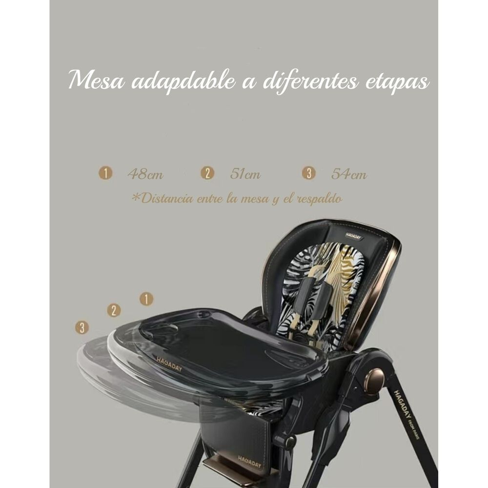 Silla De Comer Lujosa Reclinable Hagaday Negra Lubabycas image number 3.0