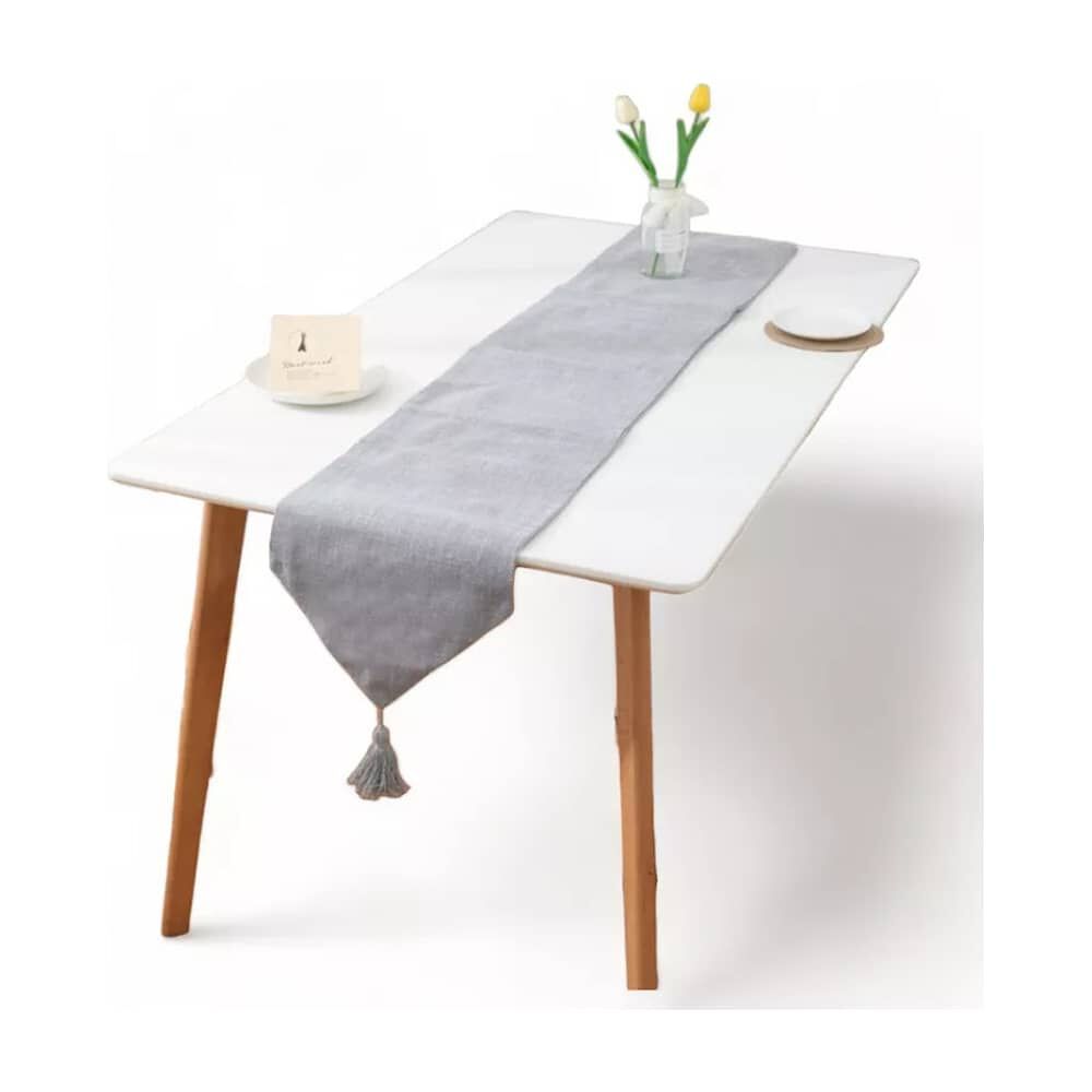 Camino Corredor De Mesa En Lino Con Fleco image number 0.0