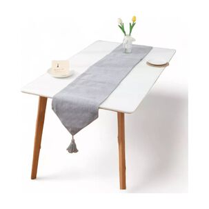 Camino Corredor De Mesa En Lino Con Fleco