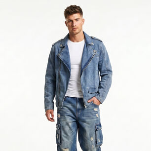 Chaqueta Mezclilla Denim Aviadora Hombre Klhoe