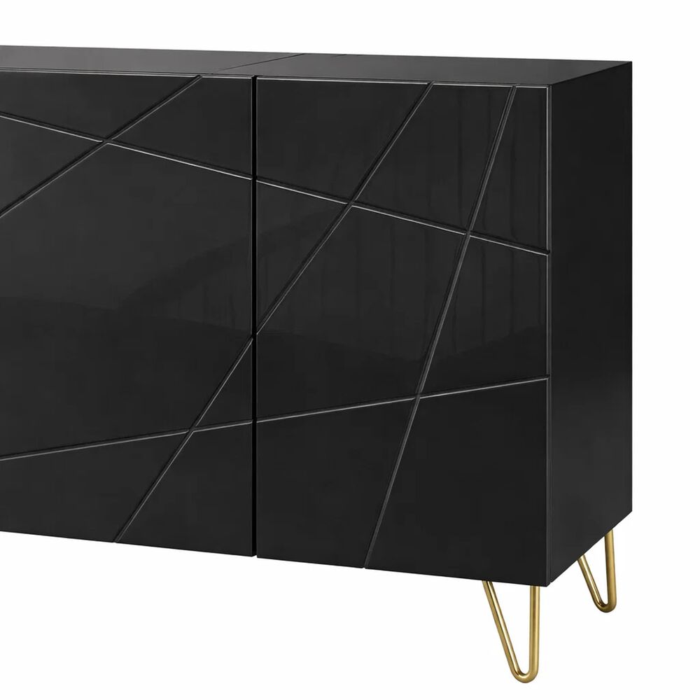 Buffet Moderno Luxline Negro Con Patas Doradas image number 5.0