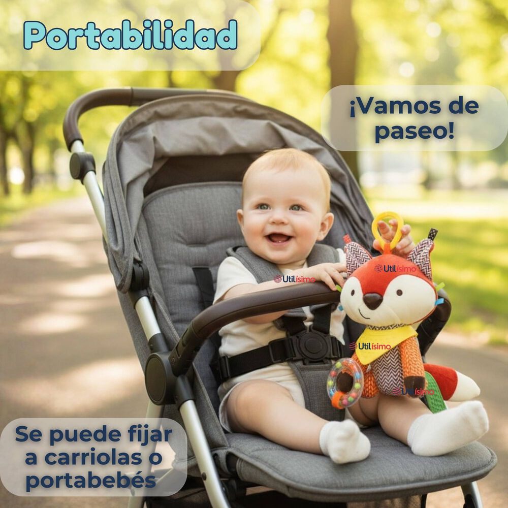 Juguete Peluche Animales Sensorial Con Mordedor Y Sonajero Dise&ntilde;o Zorrito Ni&ntilde;a Y Ni&ntilde;o image number 9.0