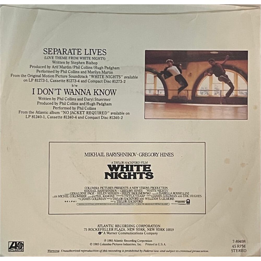 Phil Collins - Separate Lives | 7" Single Usado image number 1.0