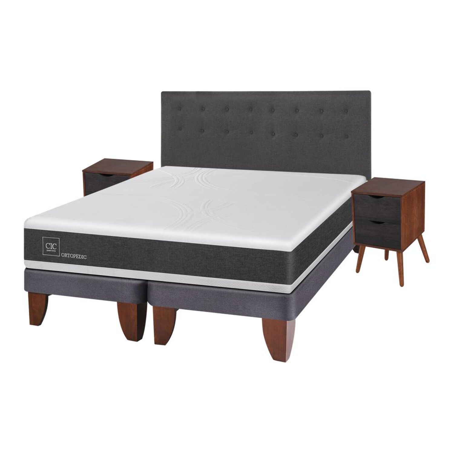 Cama Europea Cic New Ortopedic / King / Base Dividida + Set De Maderas image number 1.0