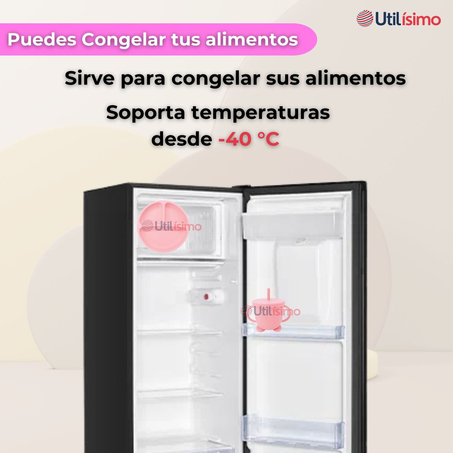 Set De Alimentaci&oacute;n Beb&eacute; Silicona Con Vaso 5 Piezas Libre Bpa Color Rosa Claro image number 4.0