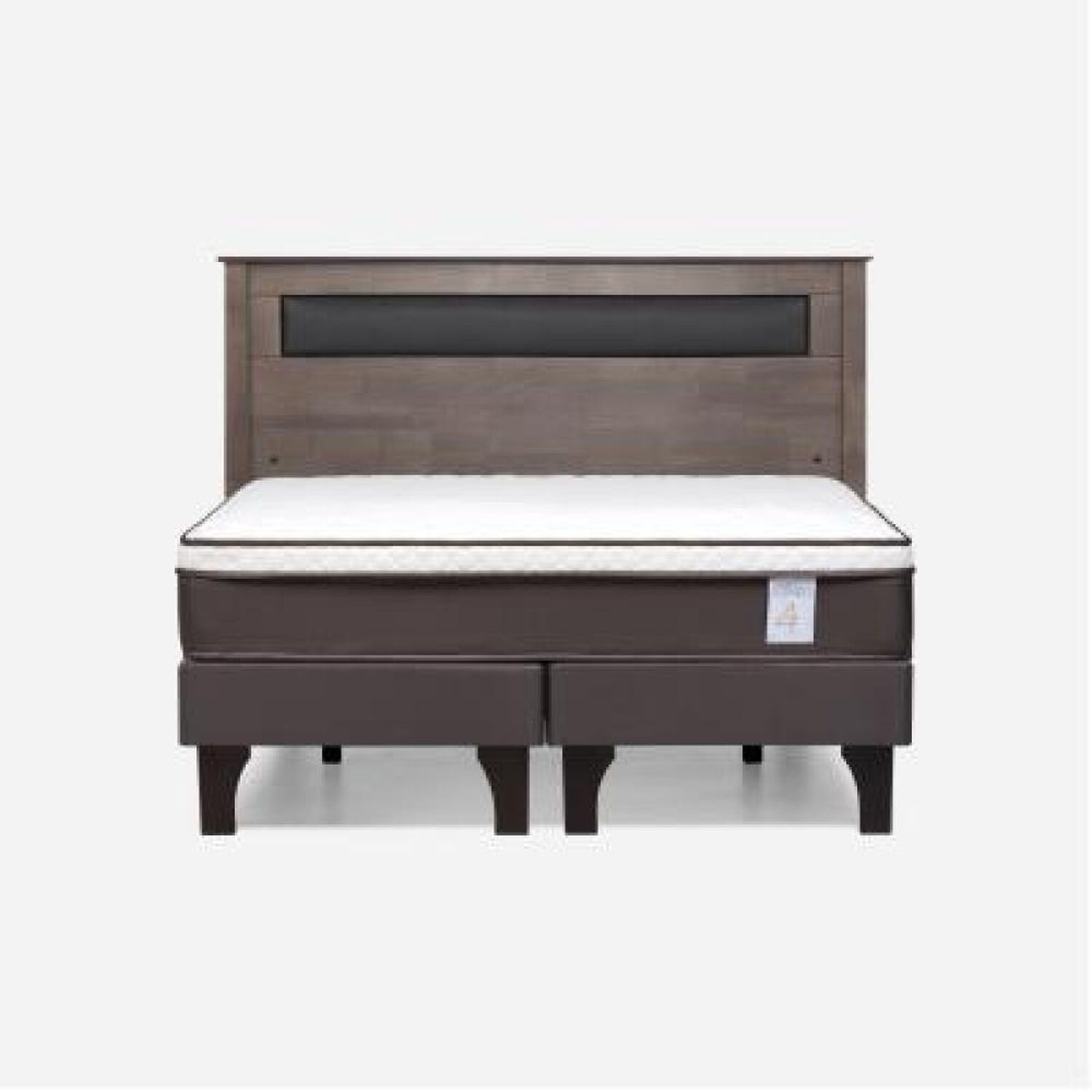 Cama Europea Rosen New Style 4 Plus / 2 Plazas / Base Dividida  + Respaldo Ferrara Gris image number 7.0