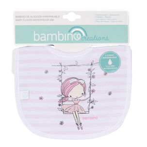 Babero De Algodón Impermeable Blanco Niña Rayas Niña