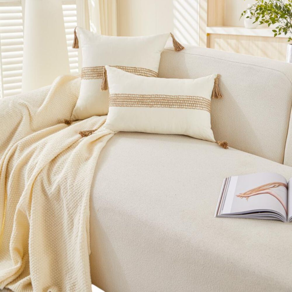 Pack De 02 Fundas De Cojin Con Detalles En Yute 30x50 Cm Md13 image number 3.0