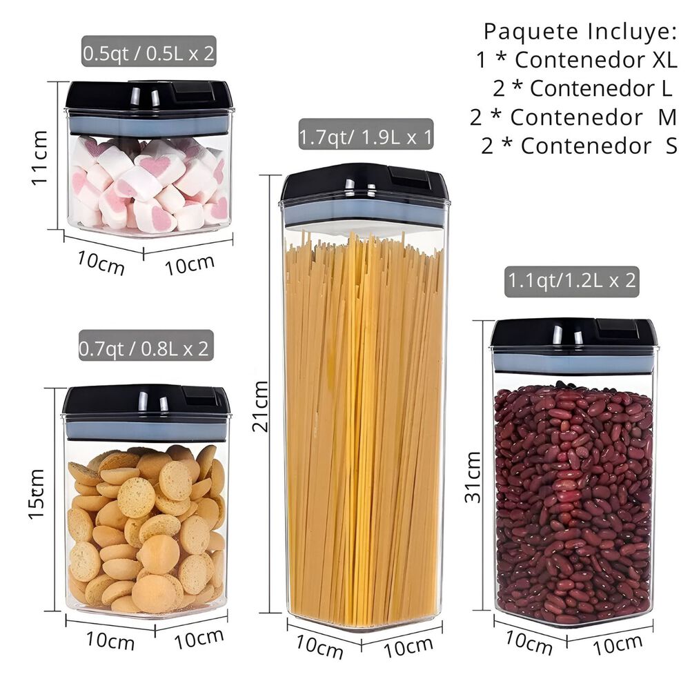 Set De 7 Contenedores Hermeticos De Plastico Cocina Despensa image number 5.0