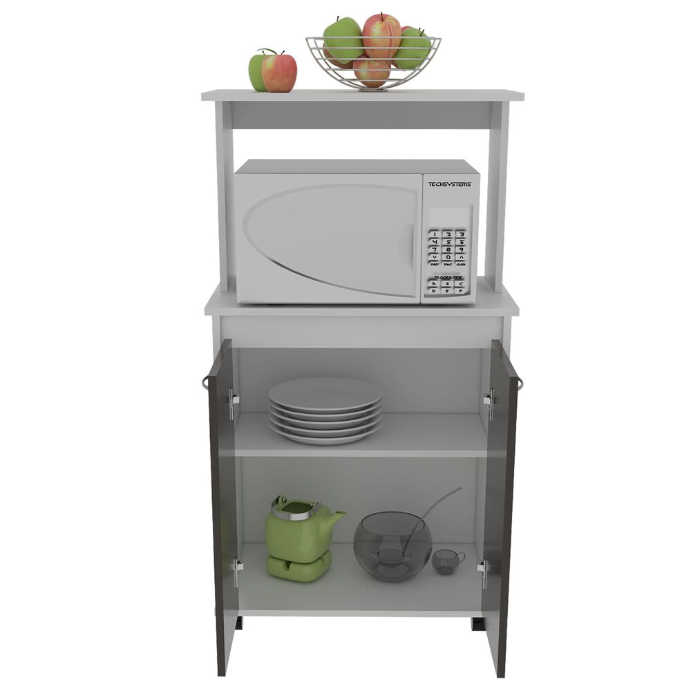 Mueble Microondas Con Ruedas 2 Puertas Fm-010b Blanco Y Negro image number 2.0