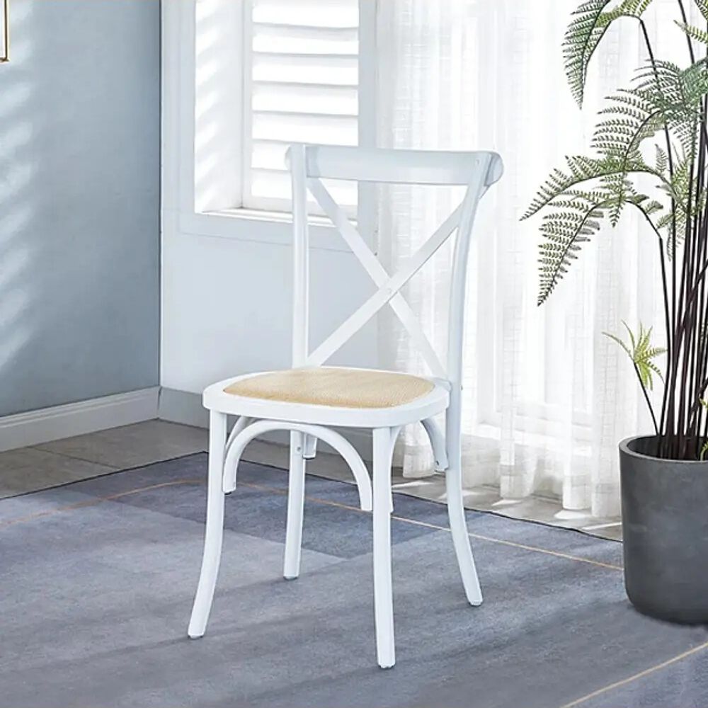 Juego De Comedor Madrid 140x80cms + 4 Sillas Crossback Madera Blanco image number 3.0