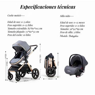 Coche Cuna Travel System Y Bolso Maternal X1 Rosa Lubabycas