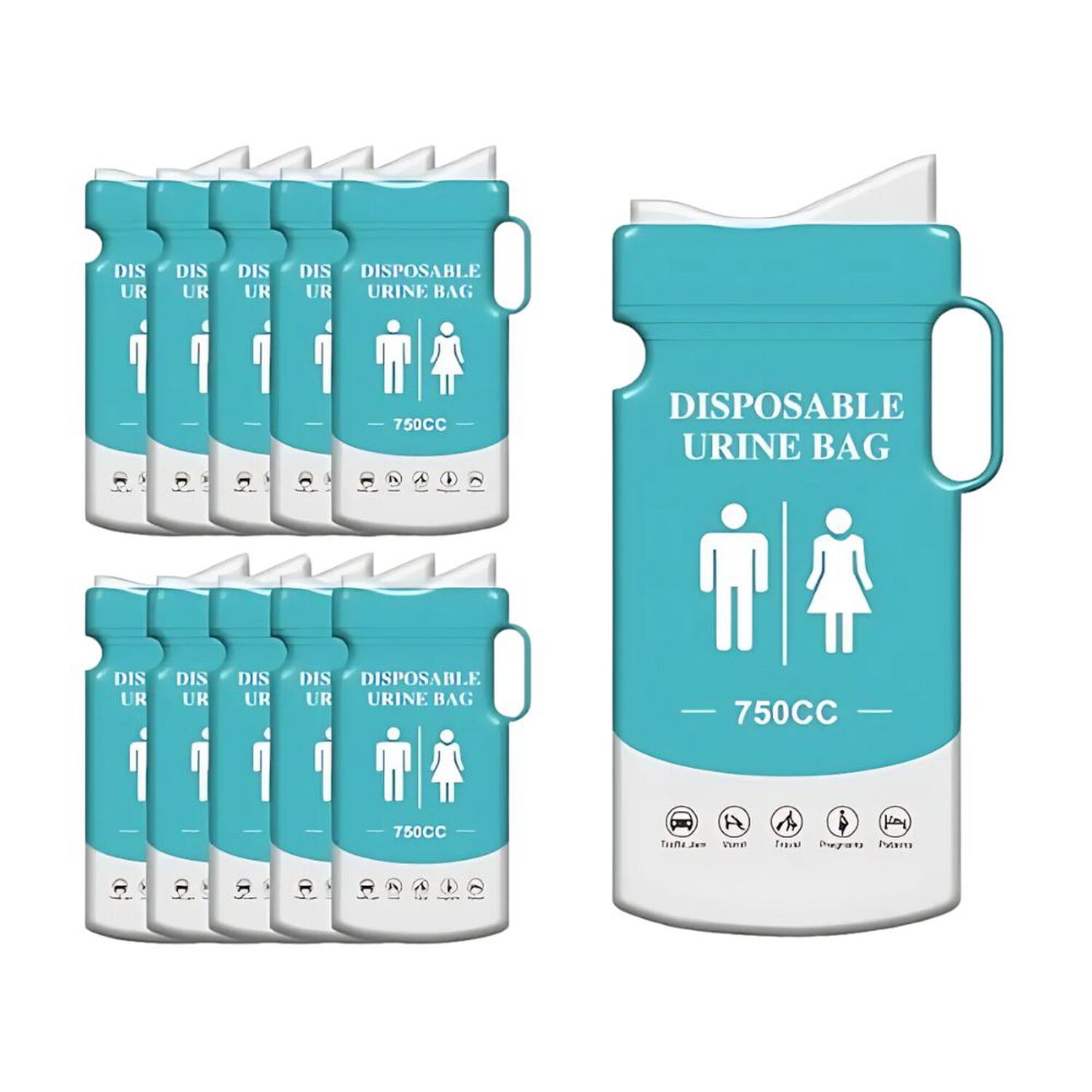Pack 10 Bolsas Emergencia Tr&aacute;nsito V&oacute;mito Orina 750ml image number 0.0