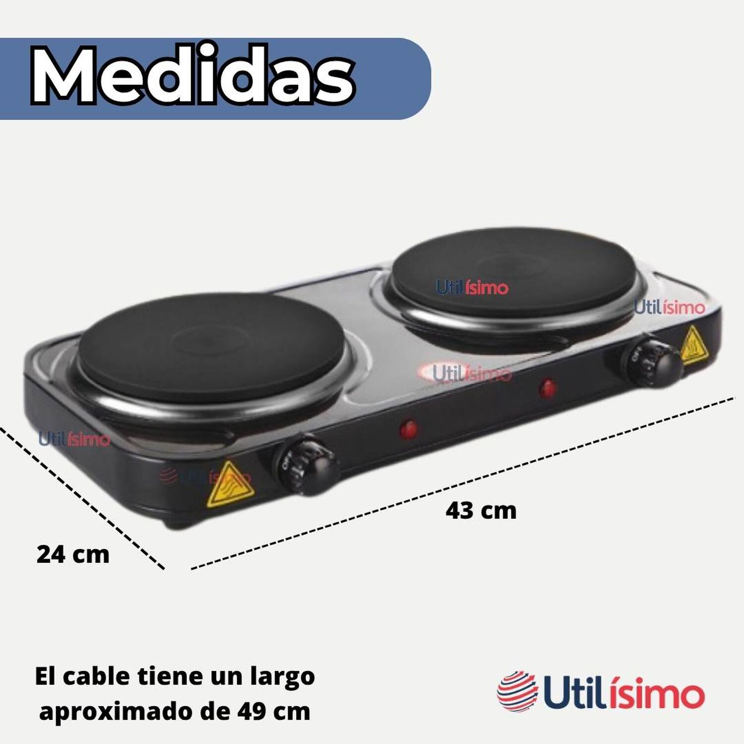 Cocina El&eacute;ctrica 2 Platos 2000w Cocinilla Port&aacute;til image number 2.0