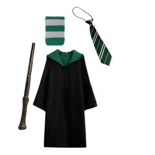 Disfraz Harry Potter Tunica Varita Bufanda Slytherin Niño Disfraz Harry Potter Tunica Varita Bufanda Slytherin Niño