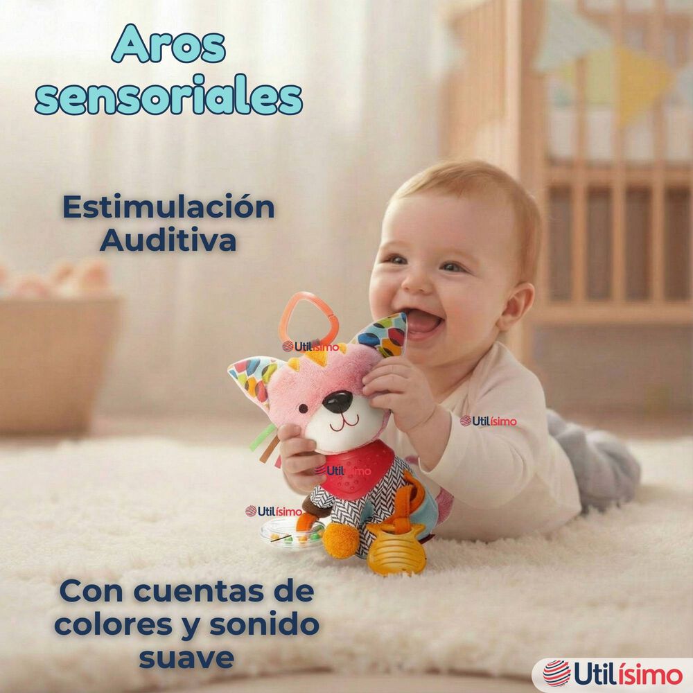 Juguete Peluche Animales Sensorial Con Mordedor Y Sonajero Dise&ntilde;o Gatico Ni&ntilde;a Y Ni&ntilde;o image number 6.0