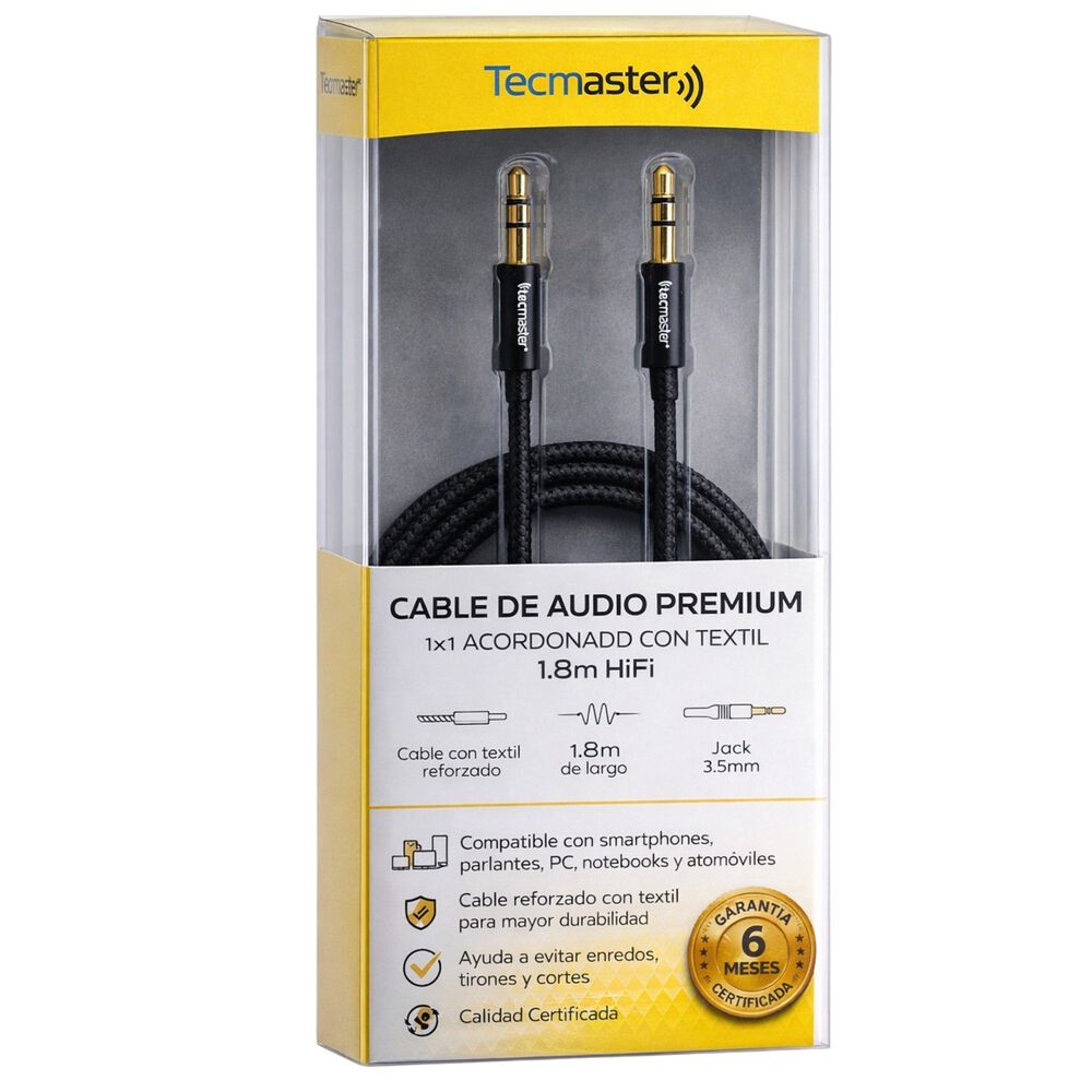 Cable De Audio Premium 1x1 Acordonado Con Textil 1.8m Hifi image number 6.0