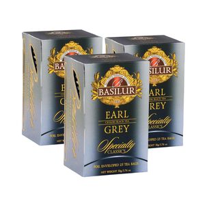 Pack Te Basilur 3 Cajas Earl Grey De 25 Bolsas C/u