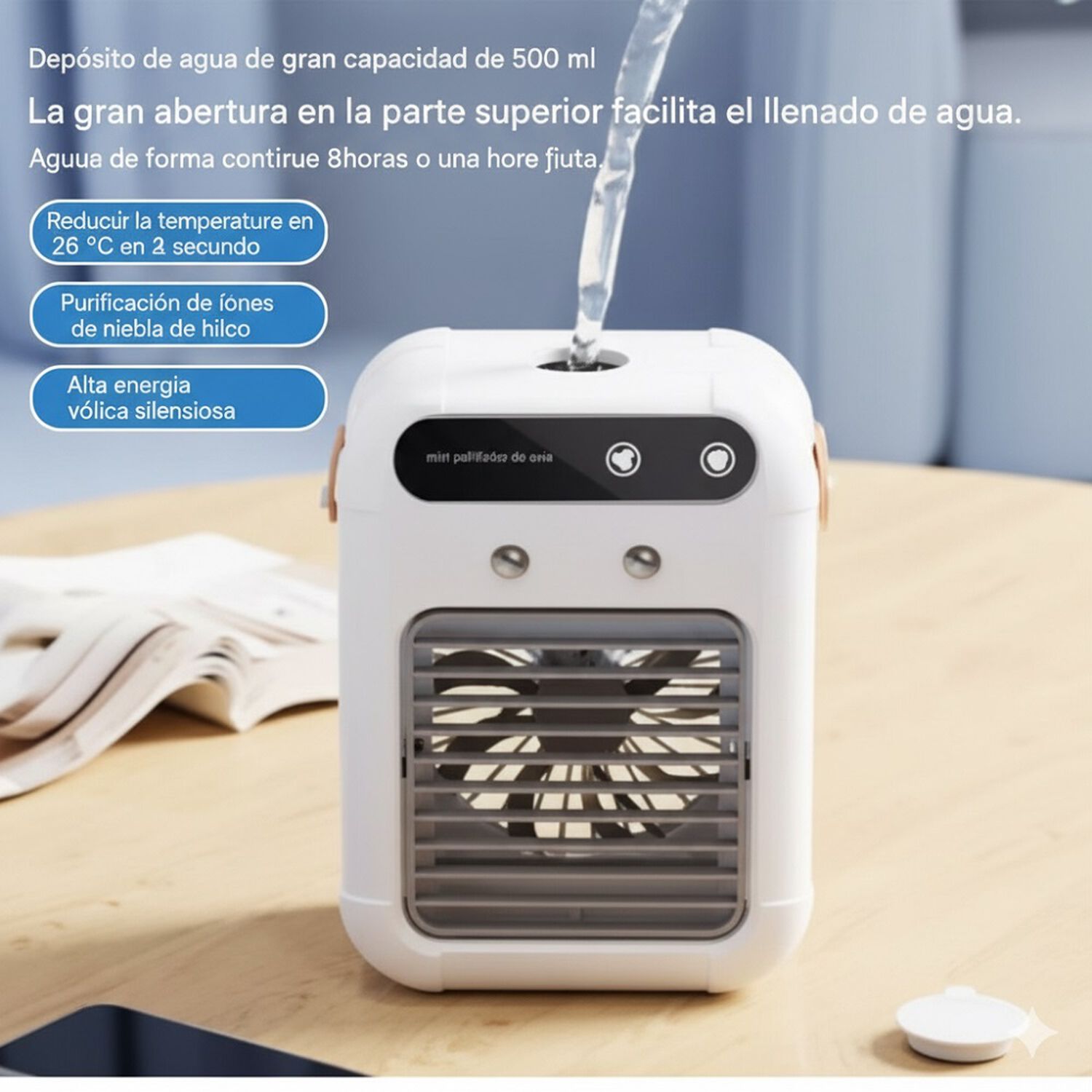 Aire Acondicionado Con Humificador Usb Portatil 3000mah image number 3.0
