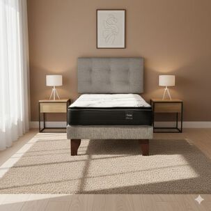 Cama Europea 1 Plaza 190 Plus Respaldo Ginebra