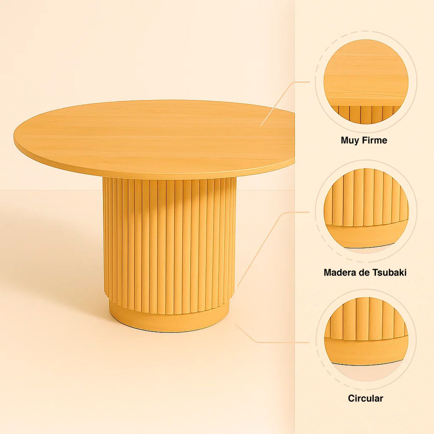 Mesa Redonda N&oacute;rdica Armon&iacute;a De 130 Cm Madera Natural image number 4.0